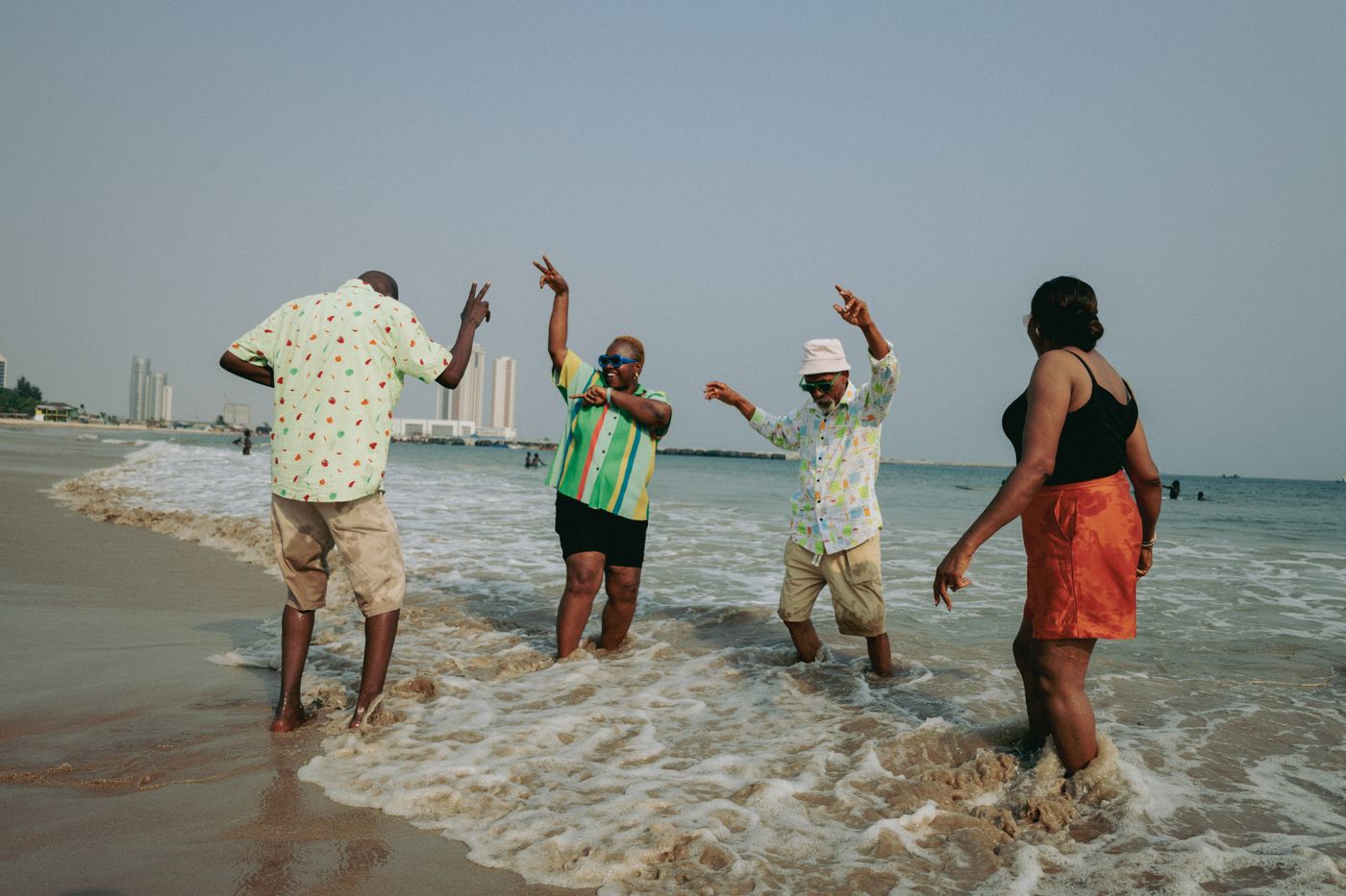 Friends enjoying a day at a beach in Lagos